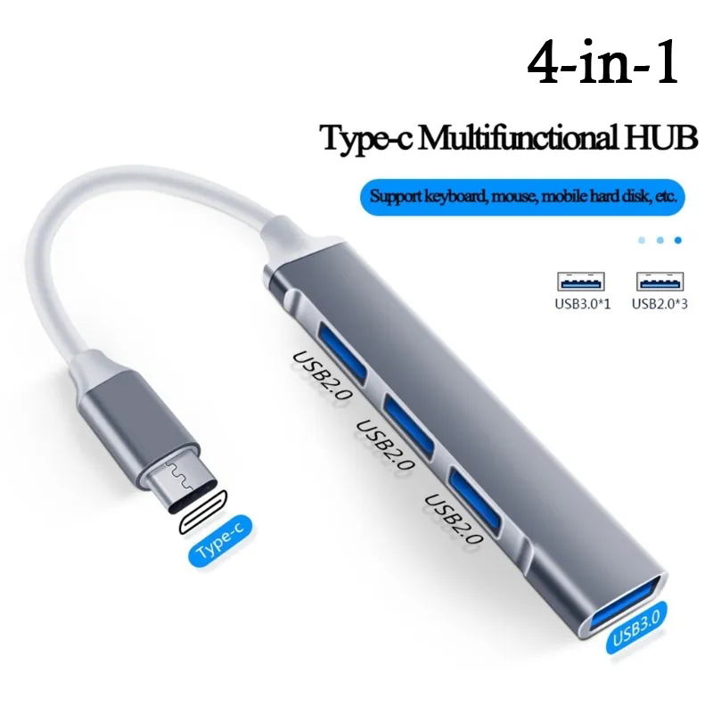 Laptop Accessories For Programmers - 4-in-1 USB C HUB 3.0 Tip