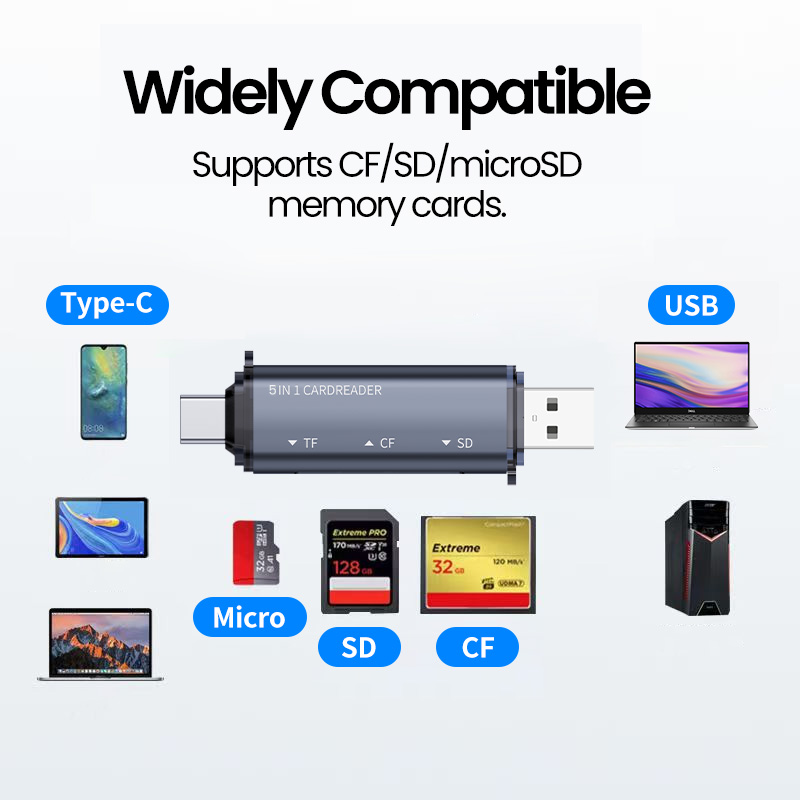 5 IN 1 USB Kart Okuyucu Tip C  - Laptop Accessories For Programmers incelemesi ve fiyatı