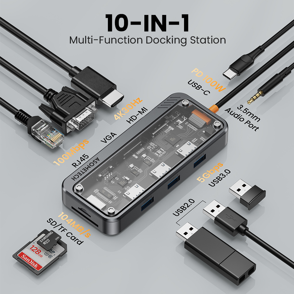 10 In 1 Hub Usb 3.0 Tip C HDMI - Laptop Accessories For Programmers incelemesi ve fiyatı